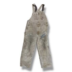 🪓 Carhartt Duck Canvas Overalls 38x30 👷♂️ Distressed Workwear